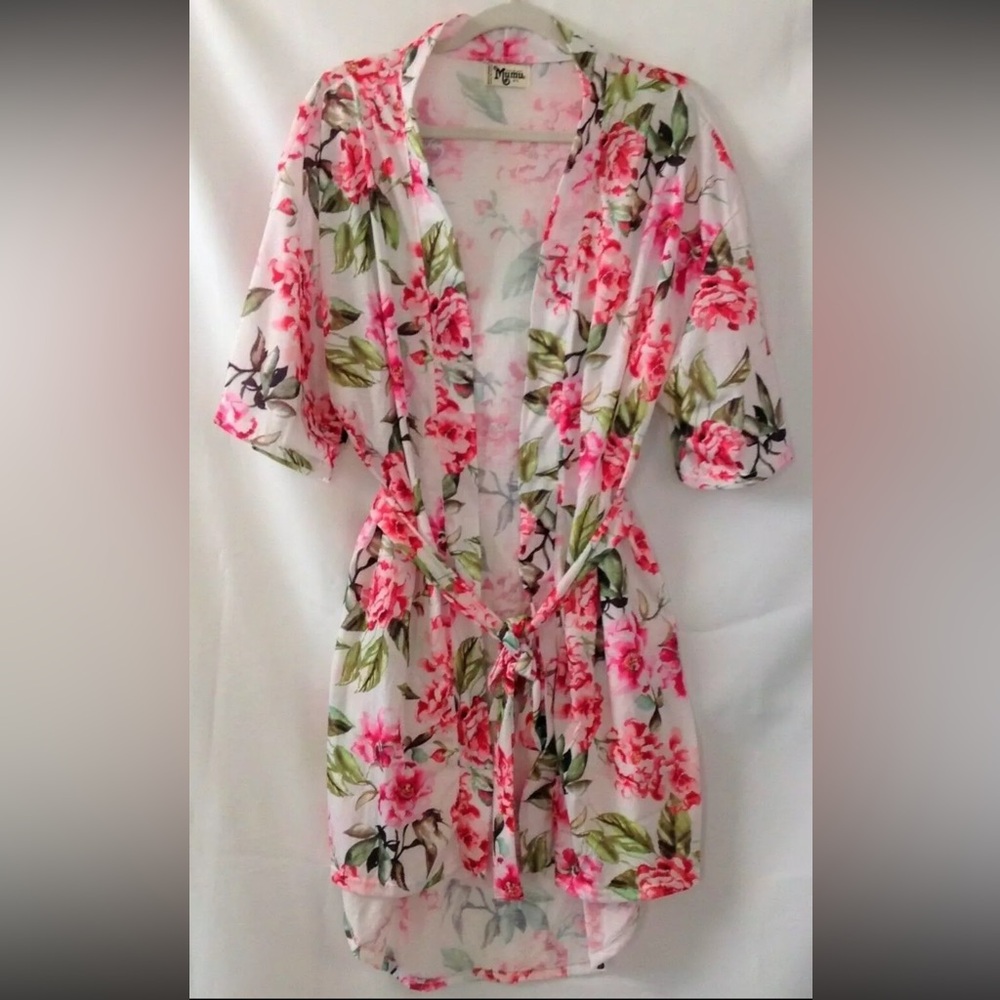 Show Me Your Mumu Brie Garden of Blooms Floral Robe OS Pink White